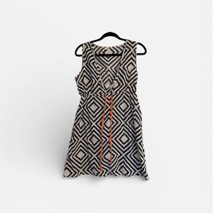 Geometric Patterned Sleeveless Dress bathing suit coverup blue and white Size L